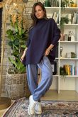 Charli Honeycomb Oversized Turtle Knit Navy /16=